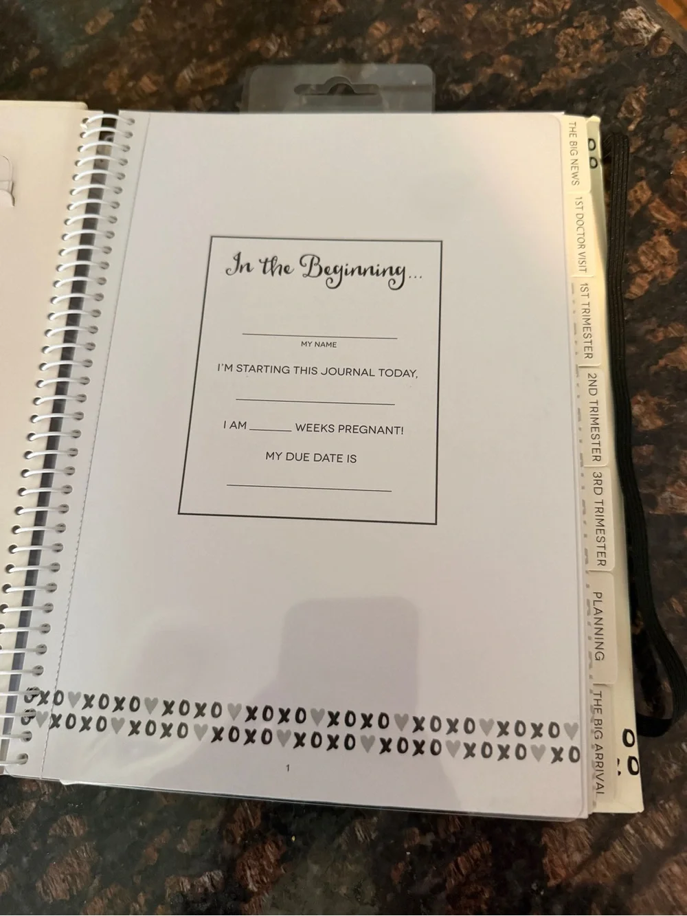 Pearhead Pregnancy Journal - White with Gold & Black Accents